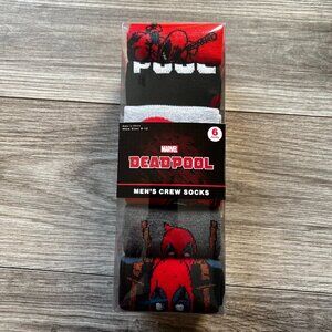 Marvel Comics Deadpool Collage Men’s Crew Socks 6-Pack Size 8-12 Casual